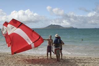 Kiteboarding at Kailua Beach, Hawaii